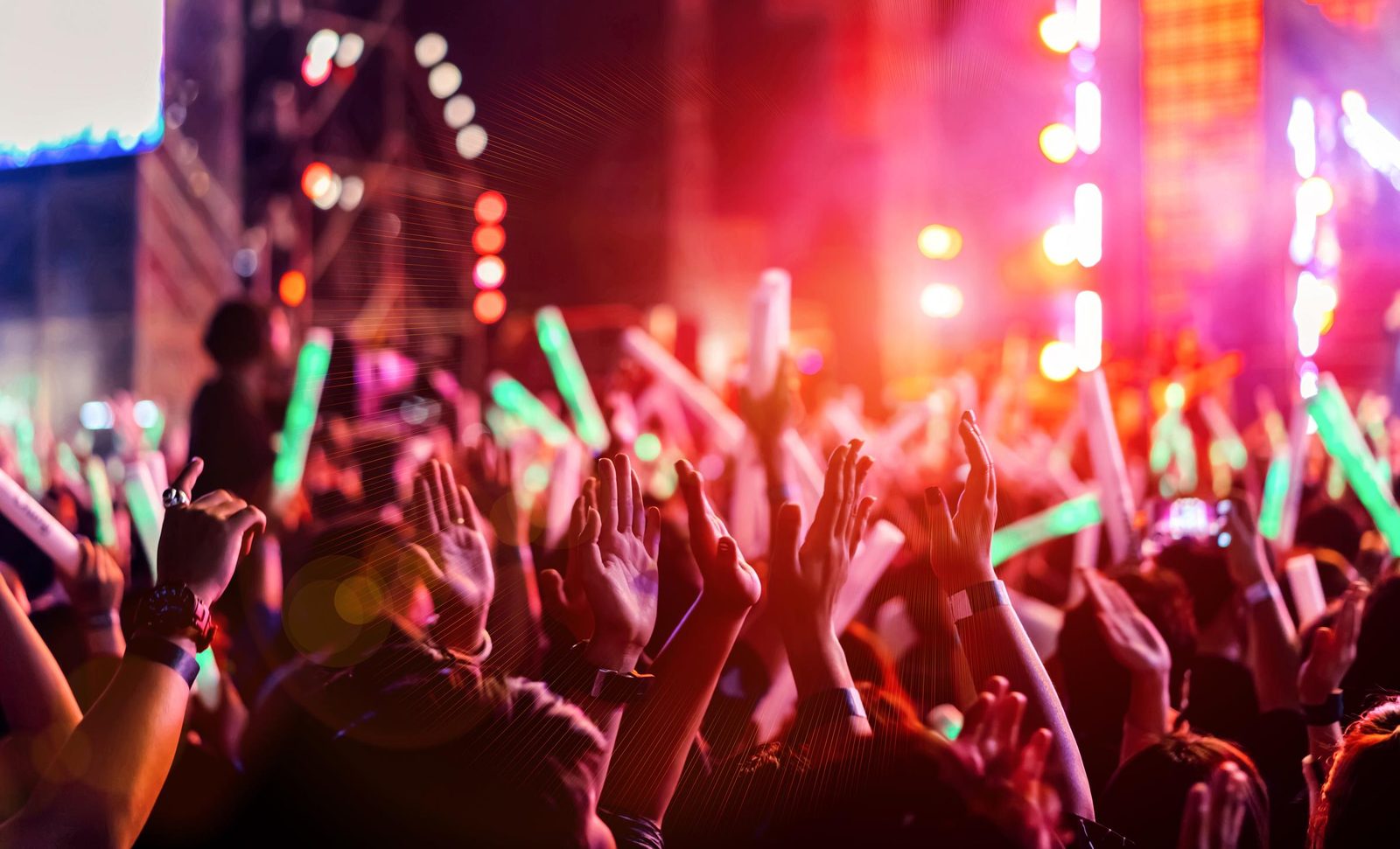 Festival crowd with lights